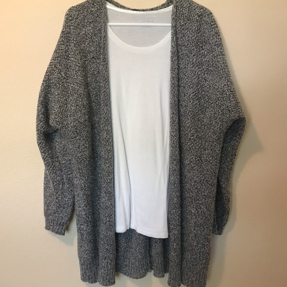 Marled Gray Cardigan Sweater Wool 